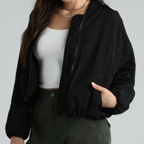 Windsor Jackets & Blazers - Windsor Coolest Vibes Zip-Front Bomber Jacket Black